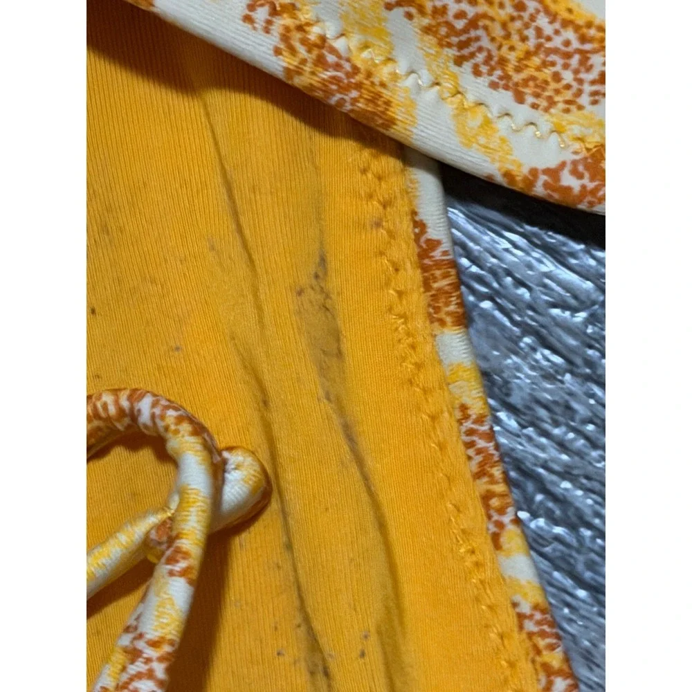Aerie Zebra Print Bikini Set Orange Tan Triangle Top XL Cheeky Tie Bottoms M